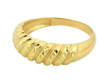 Elegancki złoty pierścionek skręcony obrączkowy damski bez kamieni. Kolekcja Trendy  Eternity – błyszcząca powierzchnia, modny wzór, idealny na prezent.5.jpg